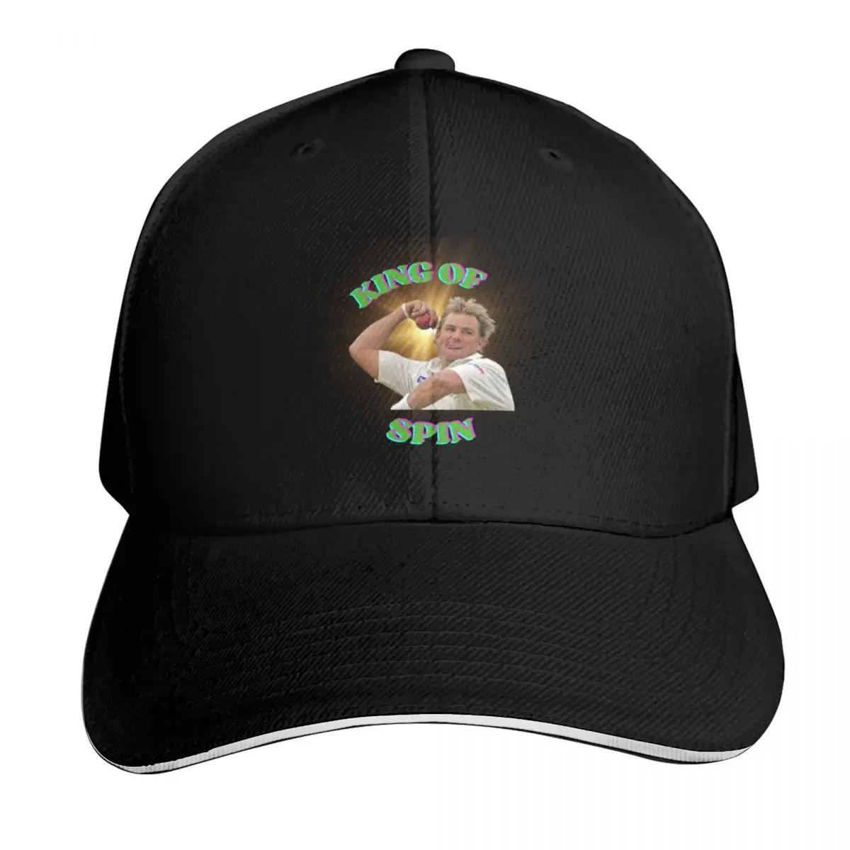 King Of Spin - Shane Warne Baseball Cap Cotton Twill Breathable Contrast Two Tone Brim Snapback Flat Bill