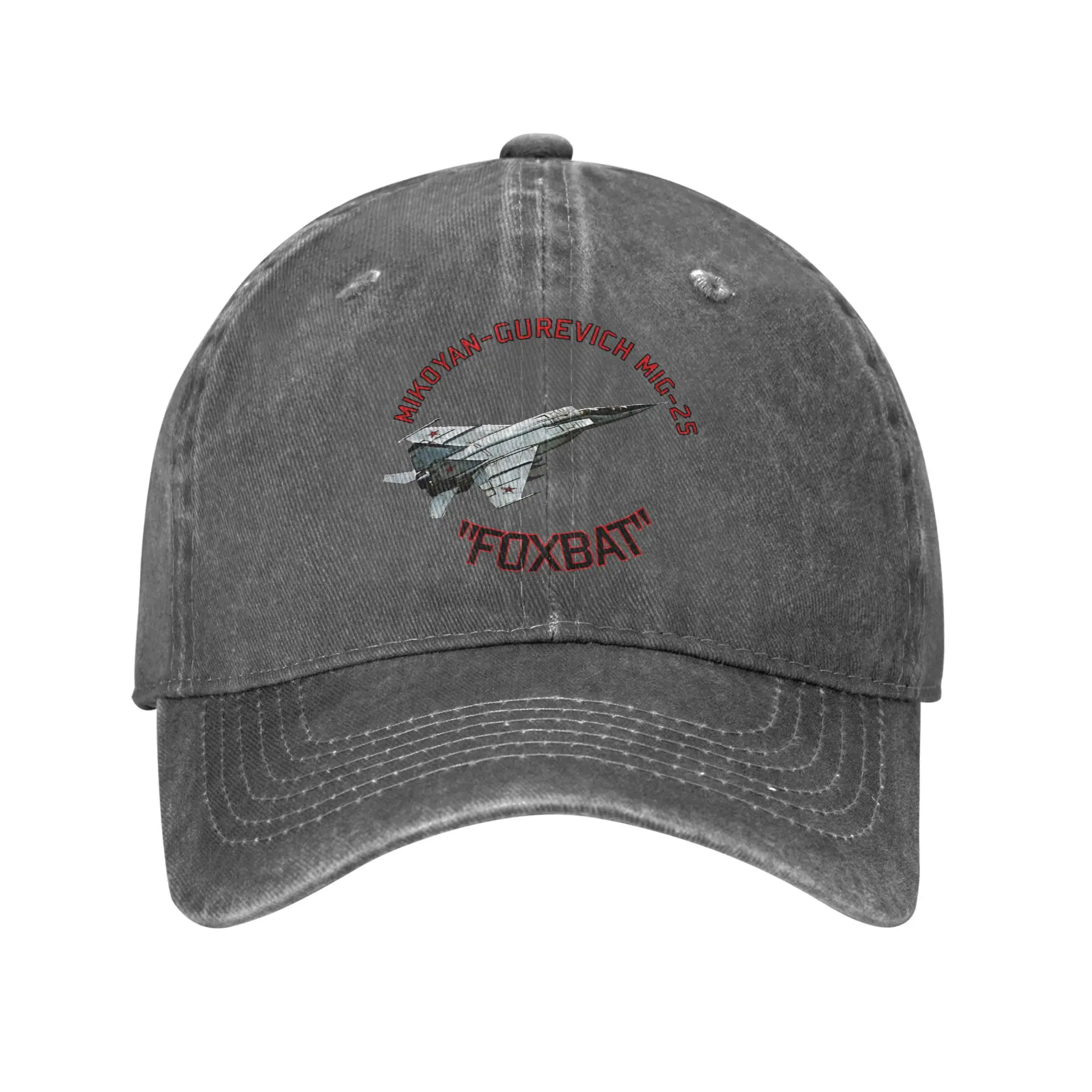 Unisex Mig-25 Foxbat Fighter Jet  Printed Hats Vintage Distressed Denim  Baseball Cap Adjustable