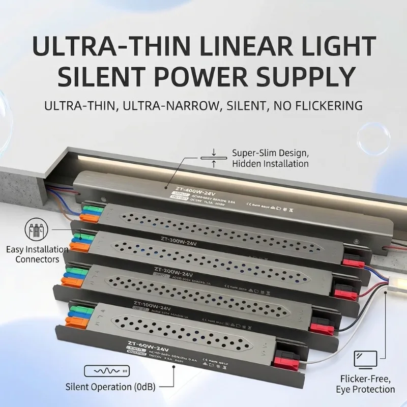 Dimmable Ultra-thin LED Driver Lighting Transformers 60W 100W 200W 300W 400W Switch Power Supply For Led Strip Lights DC12V/24V