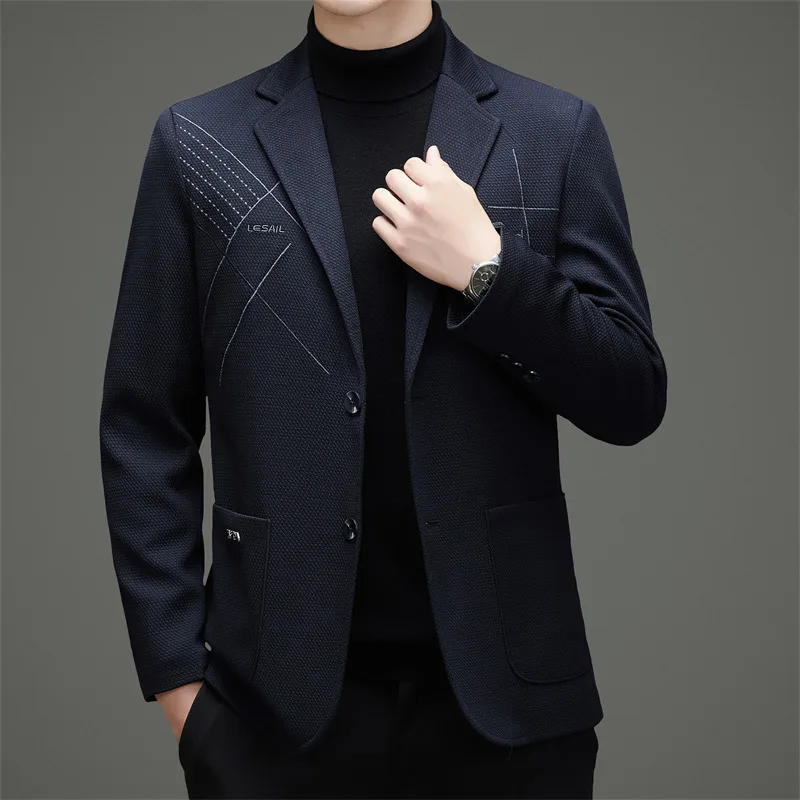 

Мужской деловой пиджак с широкими плечами на одной пуговице, весна 2026, модный деловой стиль, повседневный мужской костюм