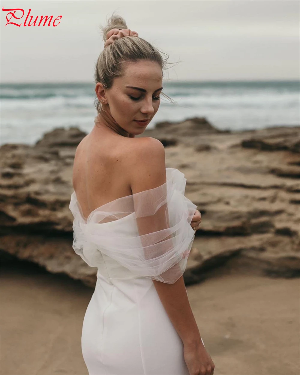 Personalizado branco jérsei vestidos de noiva temperamento sem alças fora do ombro vestido de casamento capela trem zíper voltar vestido sereia