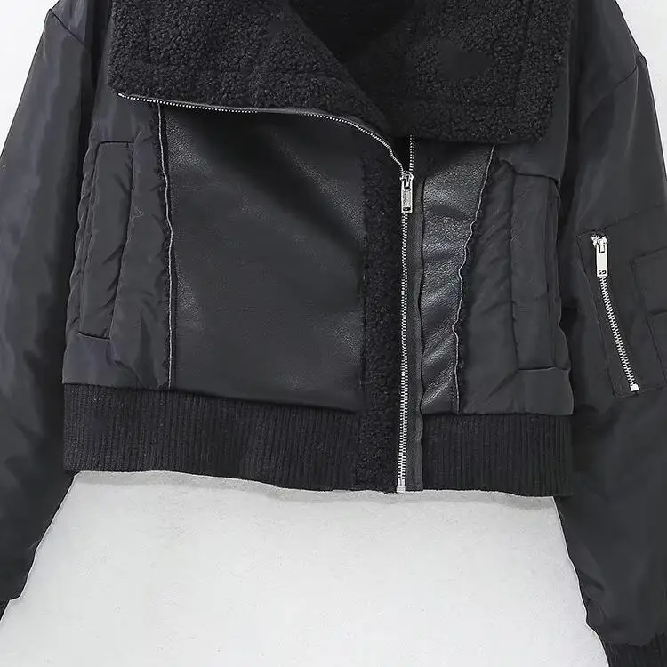 سترة نسائية عصرية ذات وجهين بتصميم أنيق ومرقعة مقاومة للرياح من JNLEAOG بأسلوب جديد وقصة قياسية وأكمام طويلة وسحاب