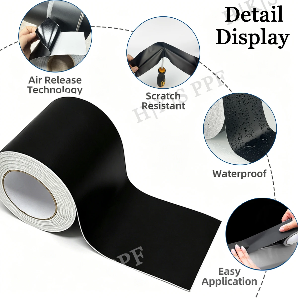 Matte Black Vinyl Tape Wrapp with Chrome Plated Removal Scratch Resistant Car Door Guard Protective Film Window Decorative Tape image 4