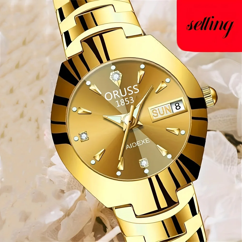 Gorgeous beautiful women's watch personality chic fashion all durable high-end atmosphere gentle trend double calendar durable c