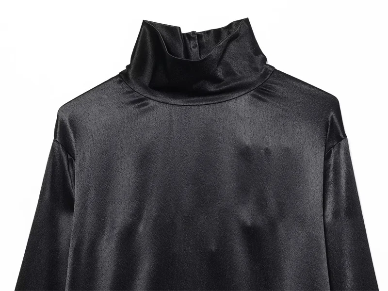 Women's Satin Dress 2025 New Fashion Long Sleeve Long Asymmetrical Shirt Dress Personality Casual Chic Ladies Dress