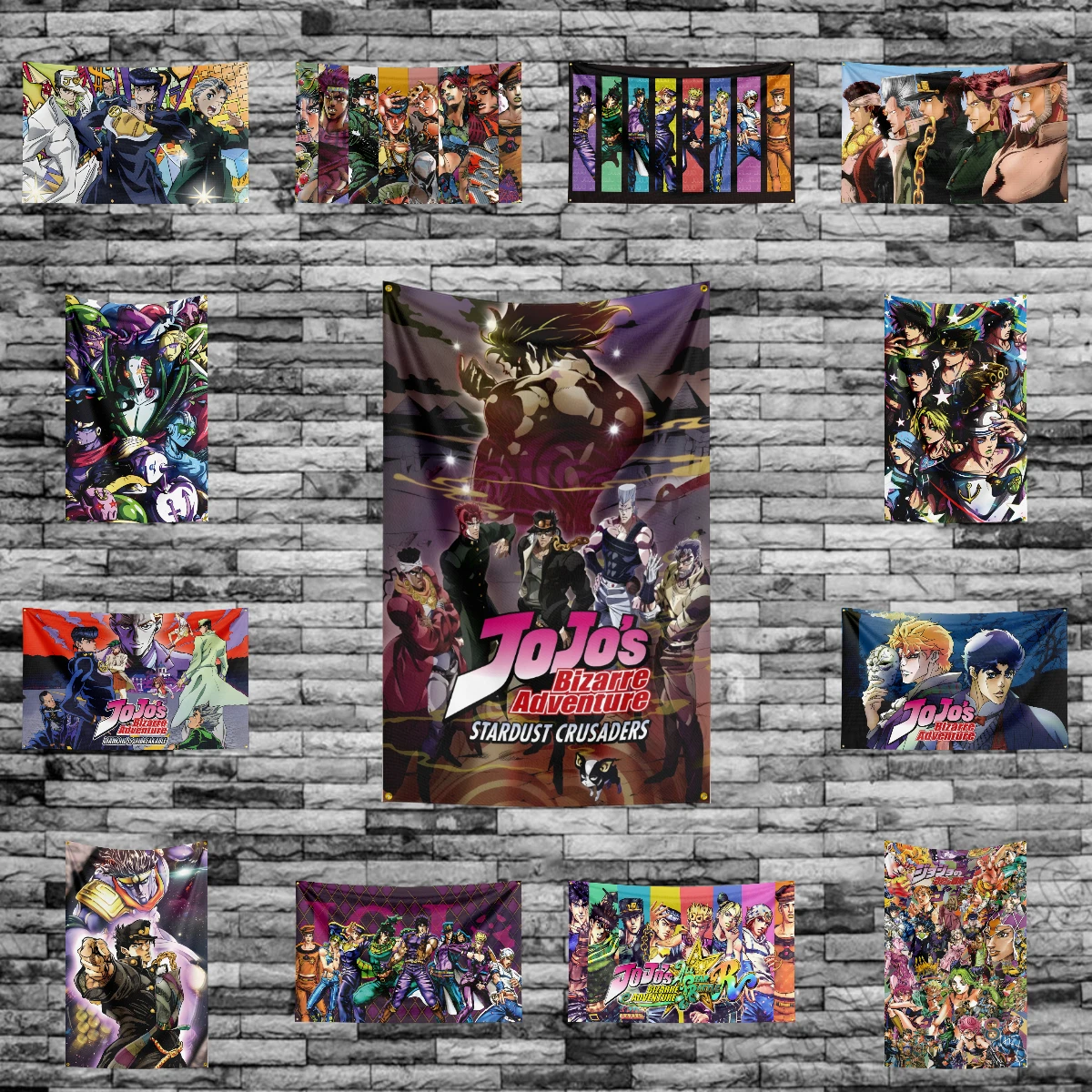 J-JoJo Bizarre-Adventures Flag Polyester Digital Printing Banner for Garage Wall Art Out Door Decoration