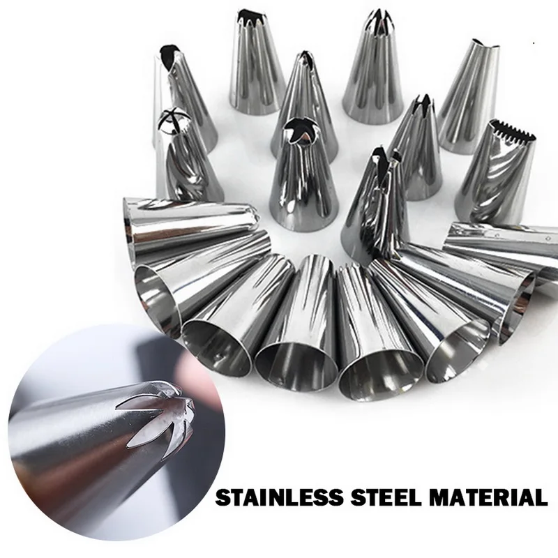 أدوات تزيين الكعكة متعددة الوظائف سيليكون كيس المعجنات الفولاذ المقاوم للصدأ كعكة الفم قابلة لإعادة الاستخدام كيس سيليكون أدوات فوهة المعجنات