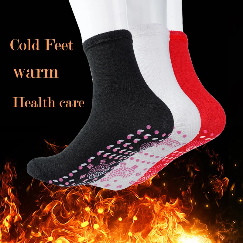 2 Pairs/Lot Winter Massage Pression Medium Tube Comfortable Self-heating Magnetic Mens Socks Self Heated Snow Warm Couple Sock