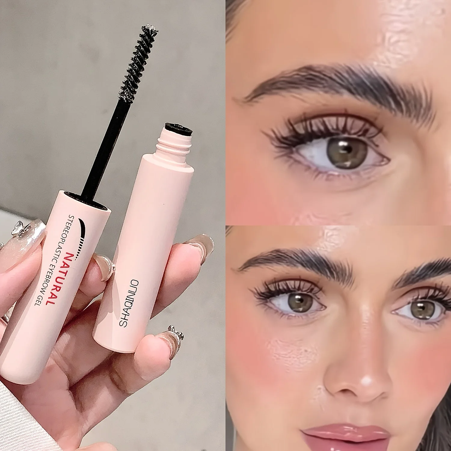 Gel de sobrancelha 3D natural para moldar e configuração, fornece efeitos de longa duração, à prova d'água e de secagem rápida, de aparência natural