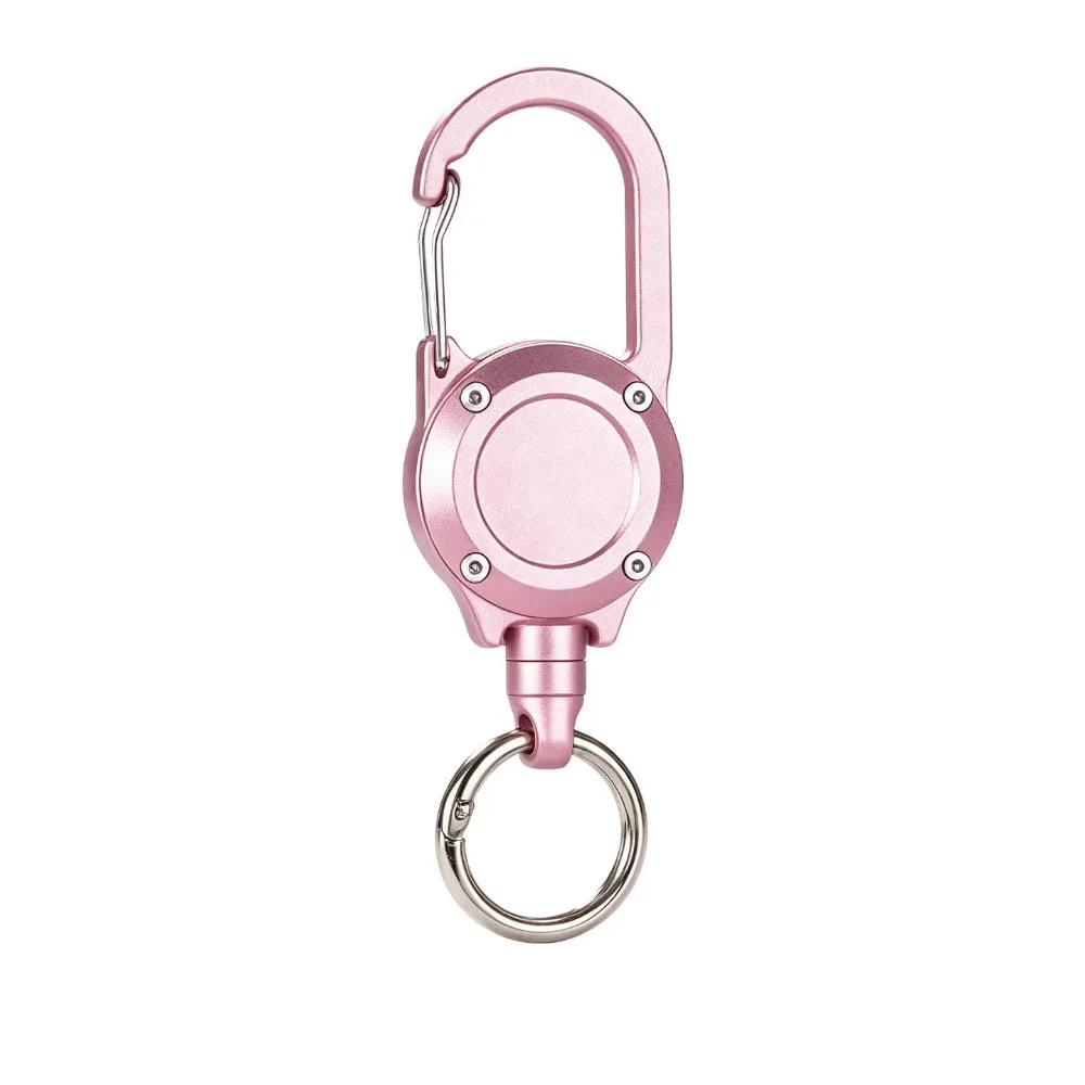 Aluminum Alloy Retractable Keychain Steel Cable Wire Rope Retractable Key Holder Portable Heavy Duty Retractable Key Clip