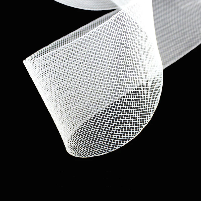 Transparent Stiff Polyester Horsehair Crinoline Mesh Braid 50yard Boning Trim For Skirt Shaping Wedding Dance Formal Dress Sewin