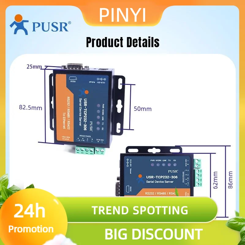 

Акция PUSR RS232 RS485 RS422 к Ethernet TCP IP Шлюз Modbus Сервер последовательных устройств USR-TCP232-306