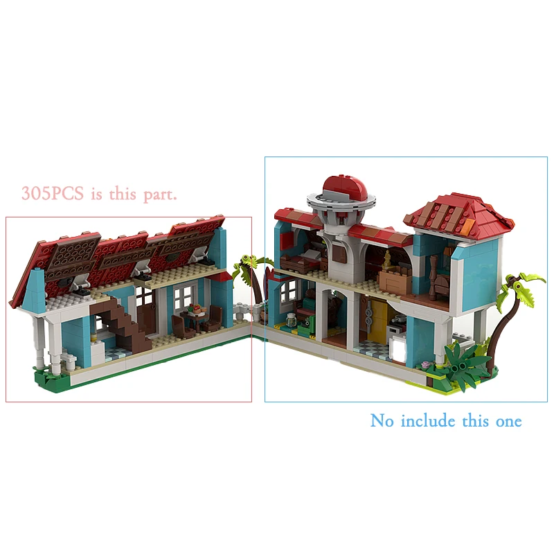 Lilo & Stitch House Enclosure-Compatible with Set 43268 Beach House Model Building Blocks DIY Bricks Toys Desktop Display Gift