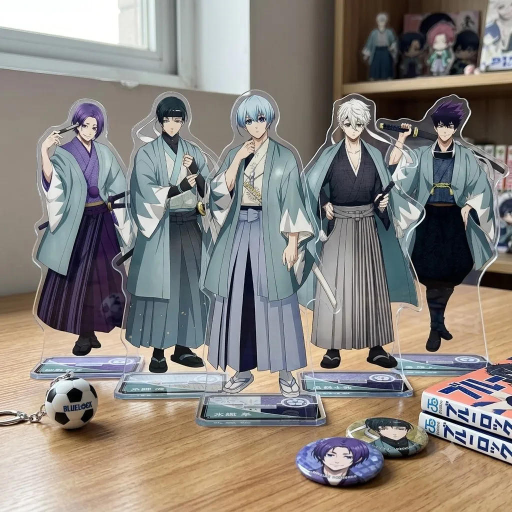 Anime Blue Lock Rin Itoshi Acrylic Stand  Figure Chibi Anime Standing Sign Model Plate Desk Decor Fans Gift Keychain