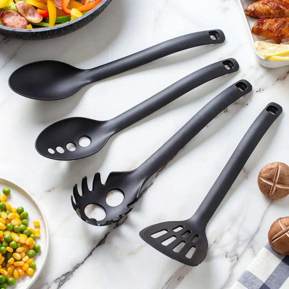 Practical Nylon Cooking Tools Set Turner Ladle Skimmer Spatula Heat Proof Non Scratch Kitchen Utensils Home Restaurant Accessory