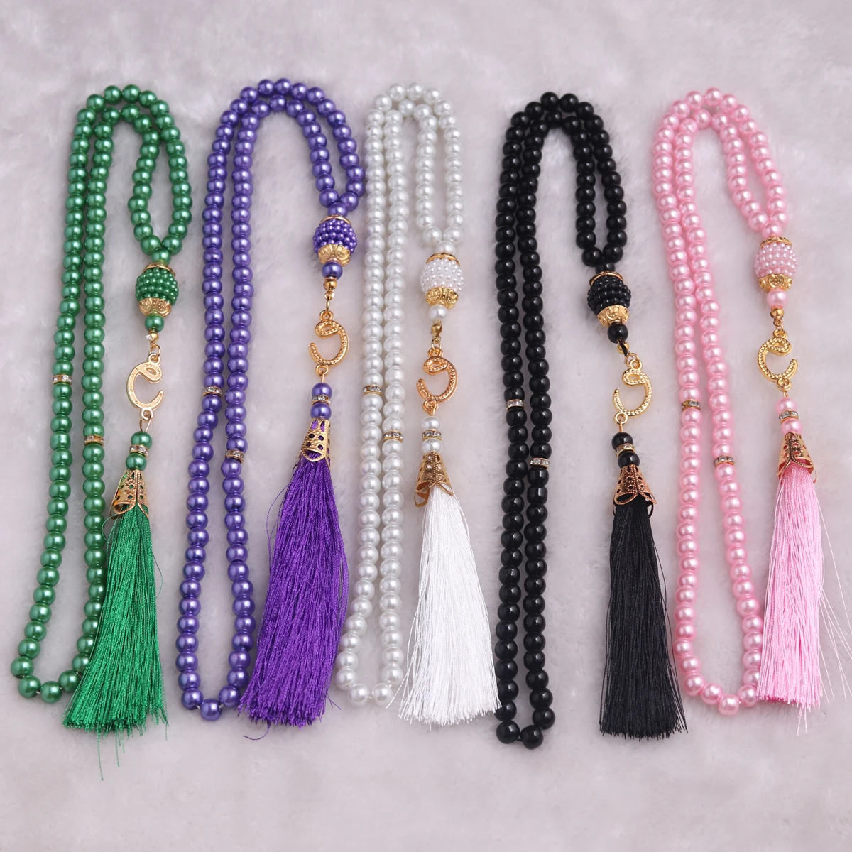 1pcs 6mm 99pcs Glass Pearls Tassel Turkish Style Muslim Rosary Islamic Prayer Beads Bracelet For Women Jewelry Accessories Gift