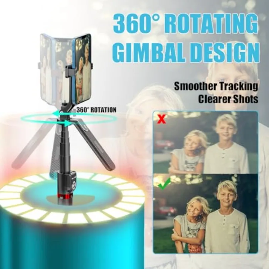 86 Inch 360° Rotation Extendable Selfie Stick and Tripod Stand with Dual Bluetooth Wireless Remote and 2 LED Fill Light and Pho