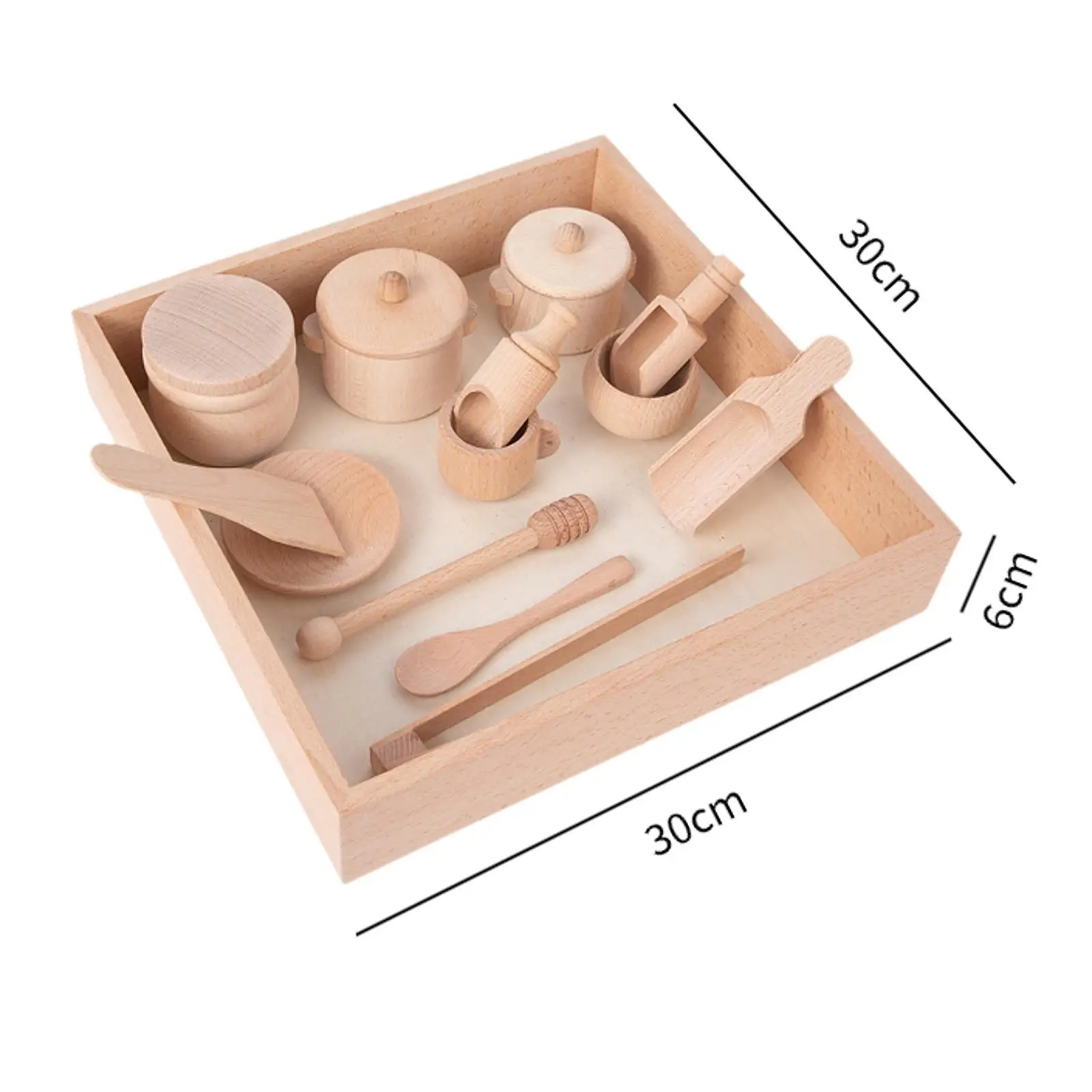 14 Stuks Houten Zintuiglijke Bak Gereedschap Montessori Speelgoed Houten Schepjes En Tang Met