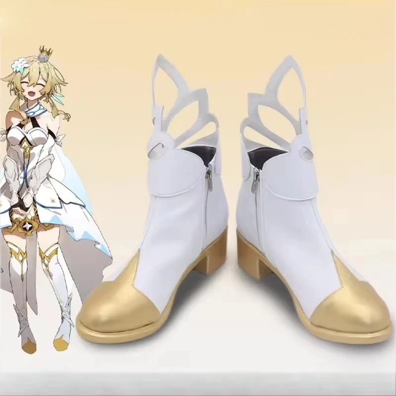 Traveler Lumine Cosplay Shoes Game Genshin Impact Pu Leather Boots Halloween Comic-con Party Game Shoes
