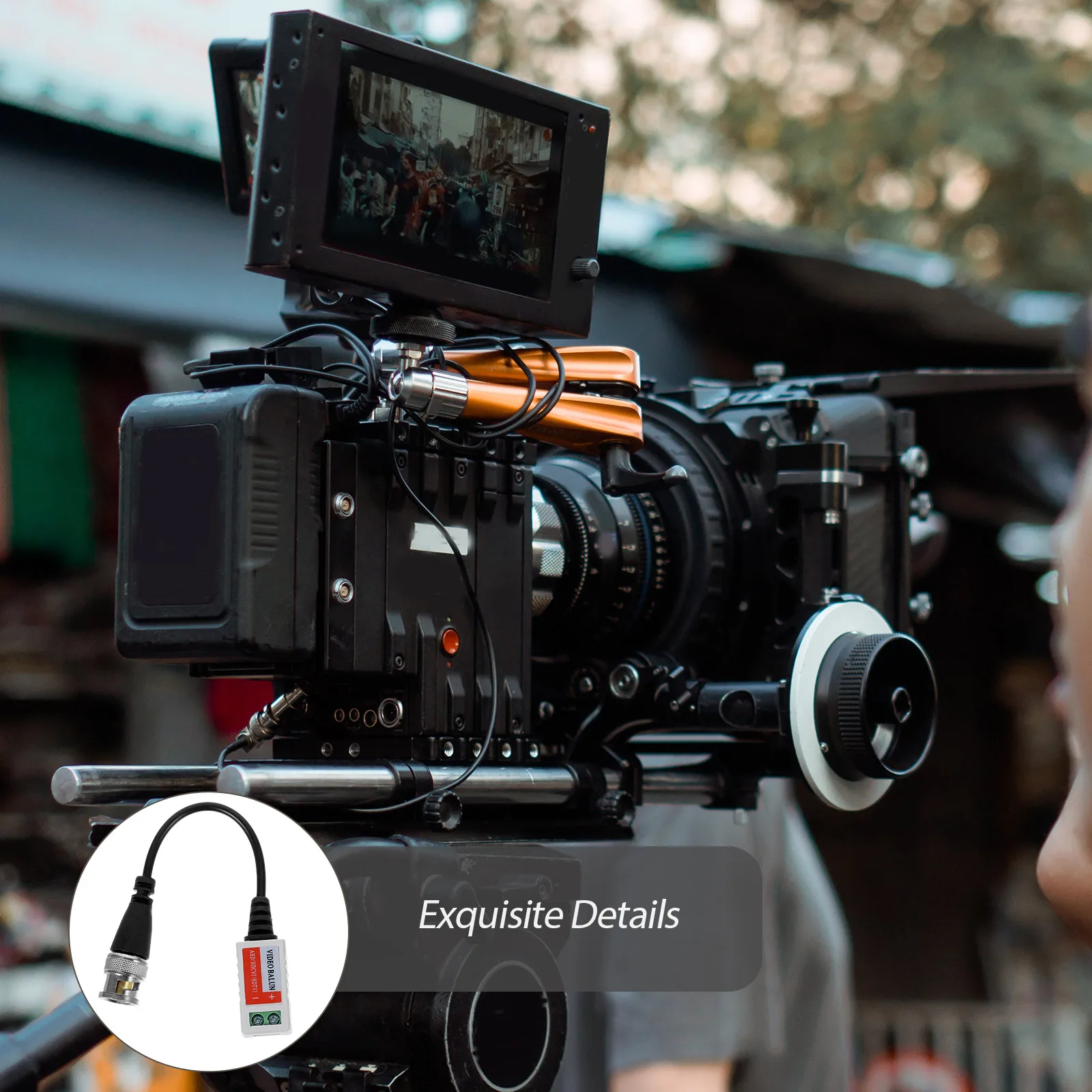 Cabo transceptor de vídeo para câmera Cctv 600M Transmissão Adaptador passivo preto canal duplo