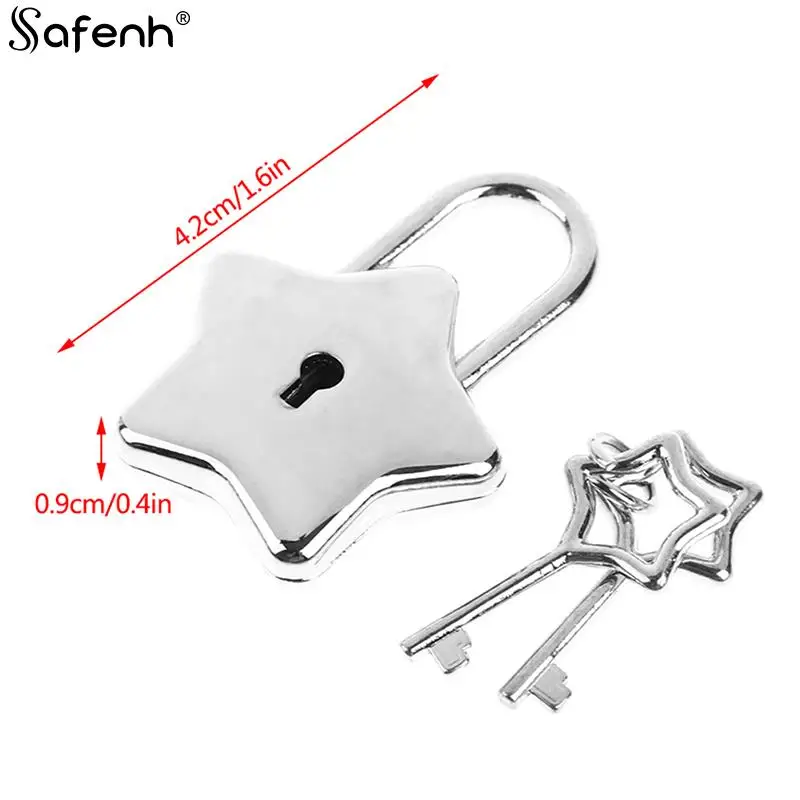 Mini Heart Star Shape Archaize Padlock Locker Security Key Lock With Key Luggage Lock For Travel Jewelry Box Diary Book Suitcase