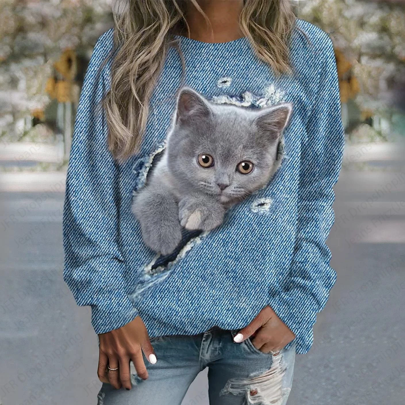 Women Hoodies Animal Cat 3d Print Sweatshirts Women Fashion Crewneck Hoodies Loose Casual Oversized Hoodie Coats Women Sweats