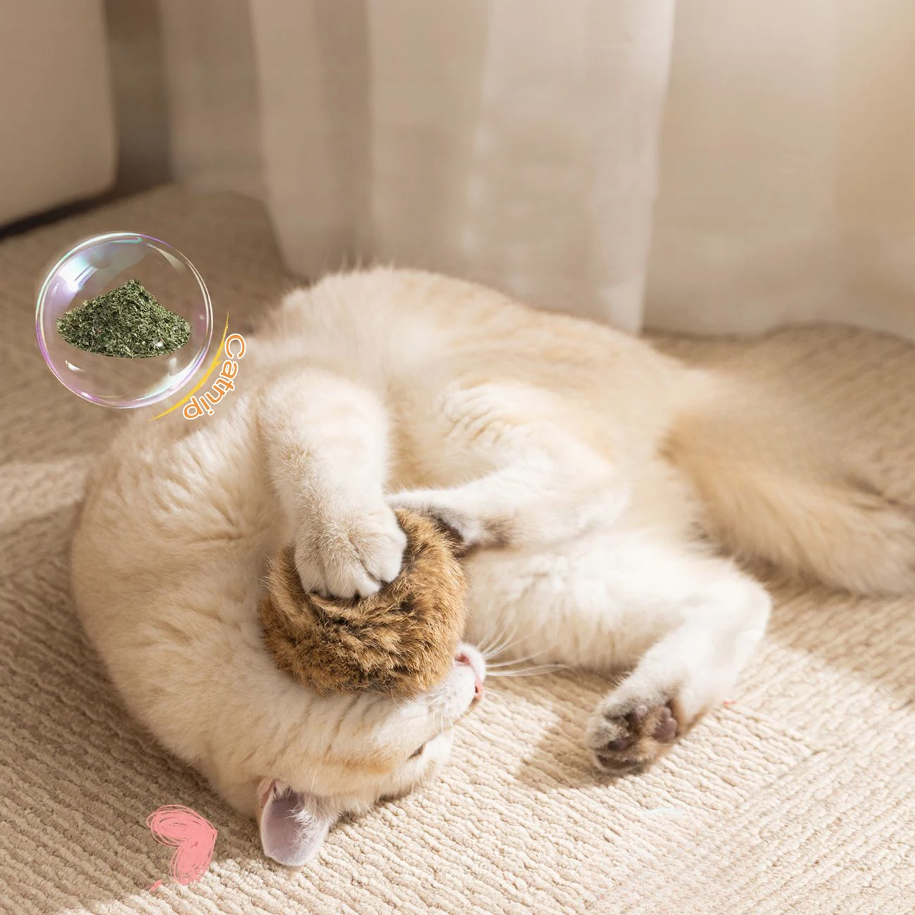 Cat Toy Rabbit Fur Ball Real Rabbit Fur Playful Cat Fur Ball Rich and Pleasant Pet Scent Sniffing Cat Rabbit Fur Ball Toys