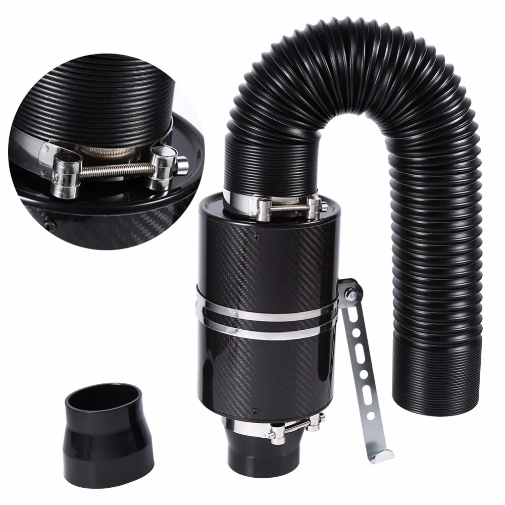 

76mm 3" Universal Carbon Fiber Induction Filter Box Cold Air Intake System W/ Intake Hose Cold Air Intake Hose Kit Universal