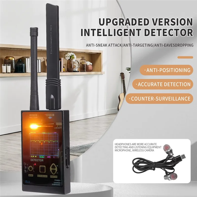 AA60-X11 مكافحة كاميرا علة كاشف GPS المقتفي RF 2/3/4/5G إشارة الماسح الضوئي أجهزة الاستماع مكتشف