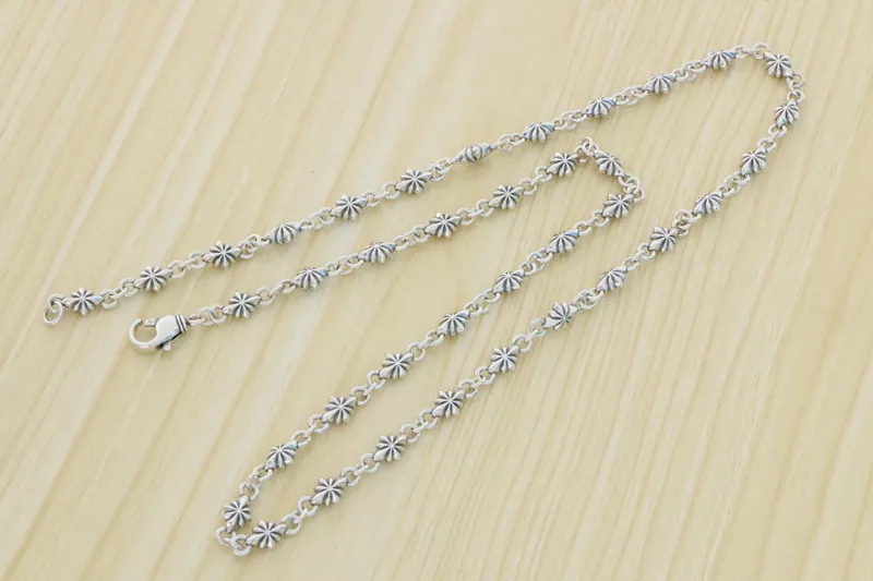 Japanese and Korean Thai Silver Vintage Six Point Star 925 Sterling Silver Necklace Fashion Men's and Women's Silver Chain Match