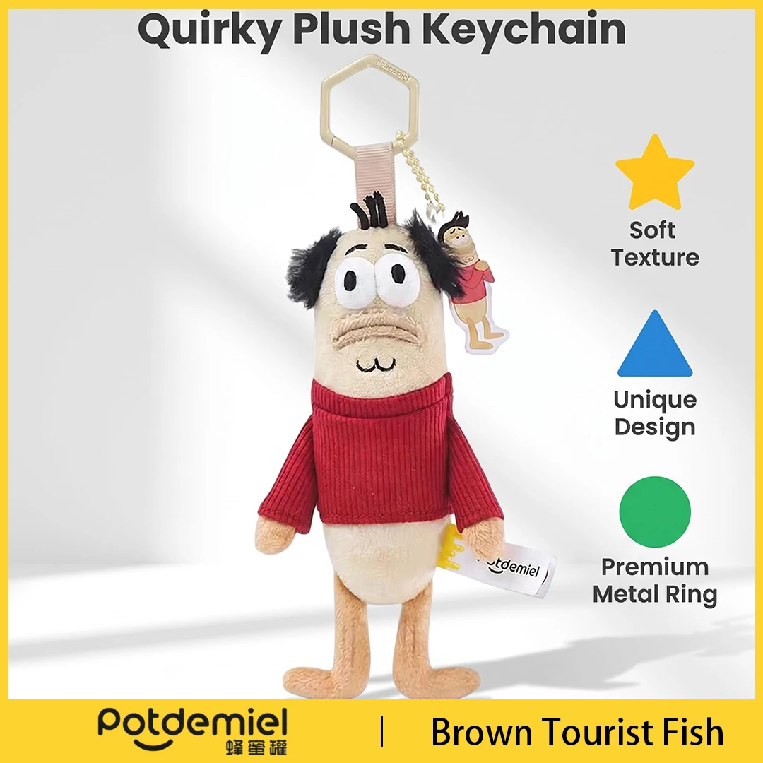 Potdemiel SpongeBob Brown Tourist Fish Stuffed Key Ring Handbag Charm Phone Charm Bag Charm Daily Carry Kid Holiday Gift Figure view 2