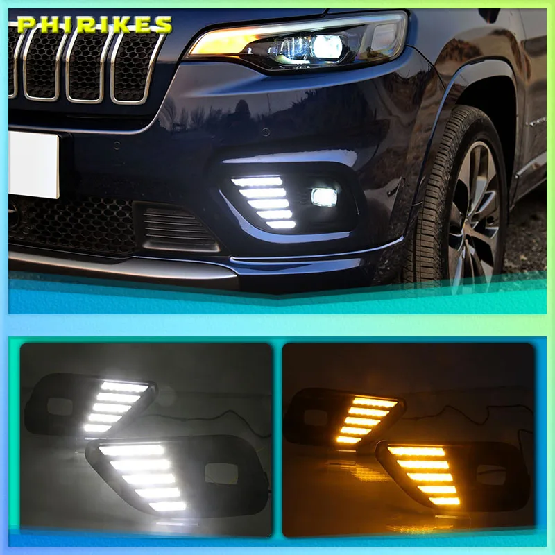 

1Set LED Daytime Running Light For Jeep Cherokee 2019 2020 Car Accessories Waterproof ABS 12V DRL Fog Lamp Decoration