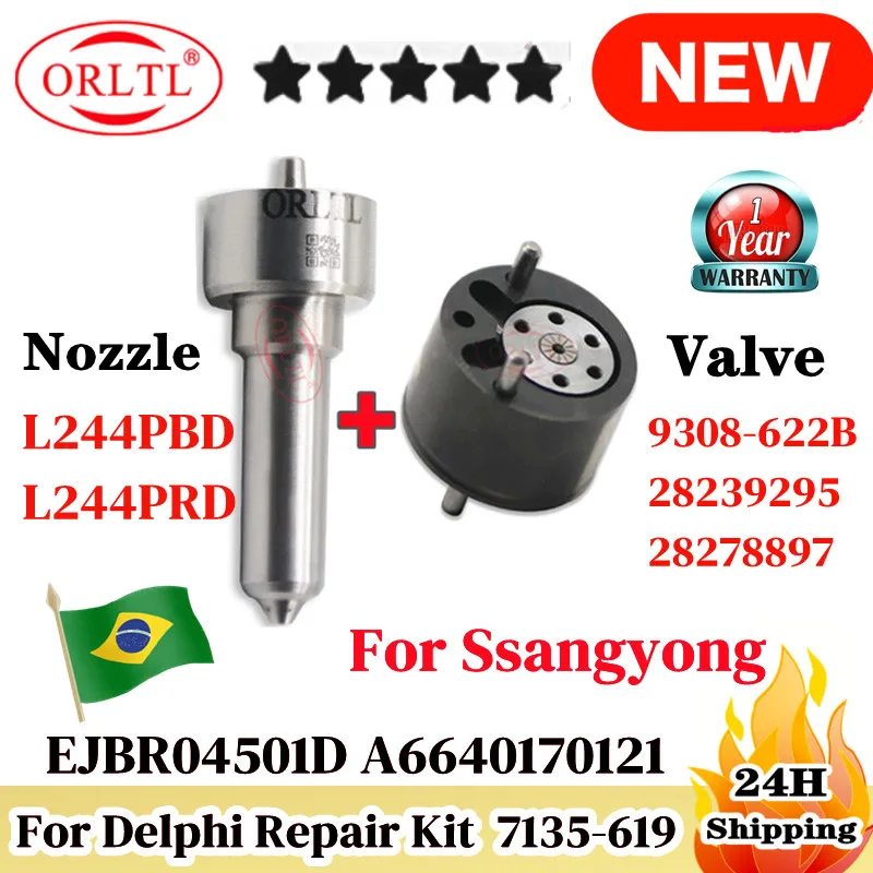 

INJECTOR Nozzle L244PBD L244PRD VALVE 9308-622B Repair kit 7135-619 For Ssangyong,Kyron EJBR04501D A6640170121 6640170121 Euro 4