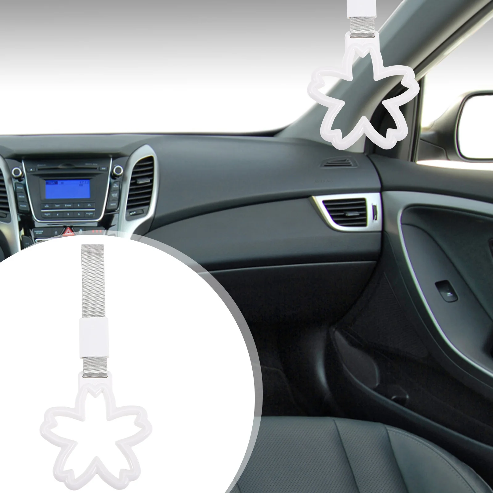 

2Pcs Safety Handle Rings Car Interior Cherry Blossom Car Hand Strap Rear Bumper Warning Ring Automotive Exterior Accessories