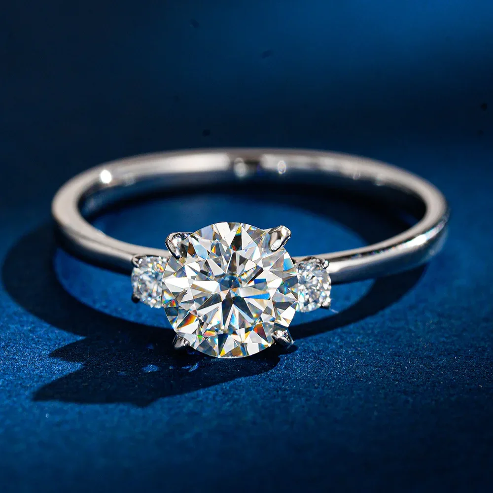 

Роскошное женское кольцо с круглым муассанитом 1 карат - обручальное кольцо из стерлингового серебра 925 пробы и обручальное кольцо, свадебные украшения, подарок