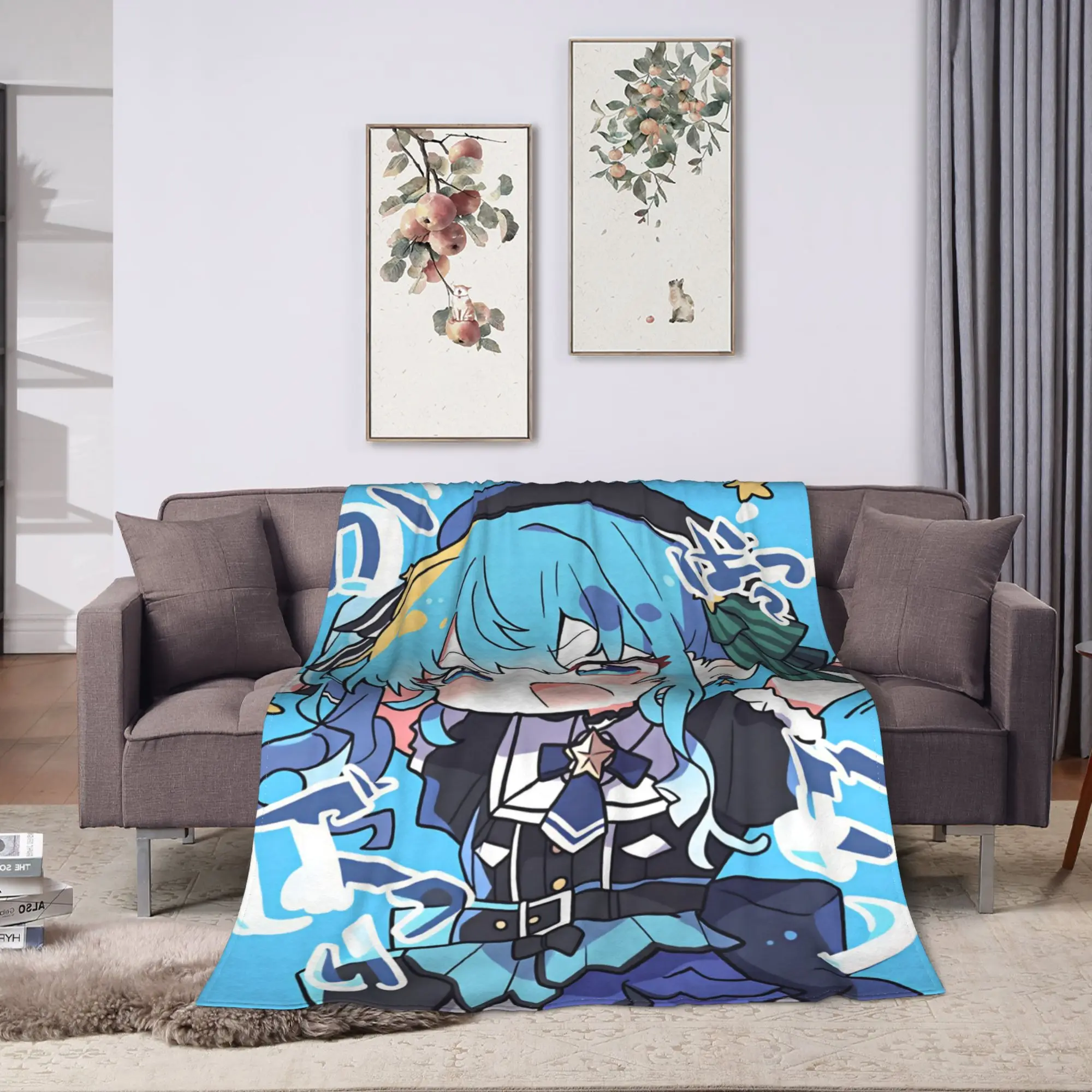 Anime Singer Idol H-Hololive Suise Blanket Warm Soft Fashion Plush Throw Blanket Students Couch Bed Flannel Bedspread Bed Cover