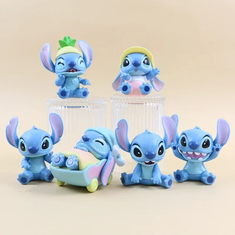 新しいディズニーかわいいステッチフィギュアブラインドボックスかわいいスティッチアニメ漫画車ケーキルーム装飾モデル人形女の子の誕生日プレゼント