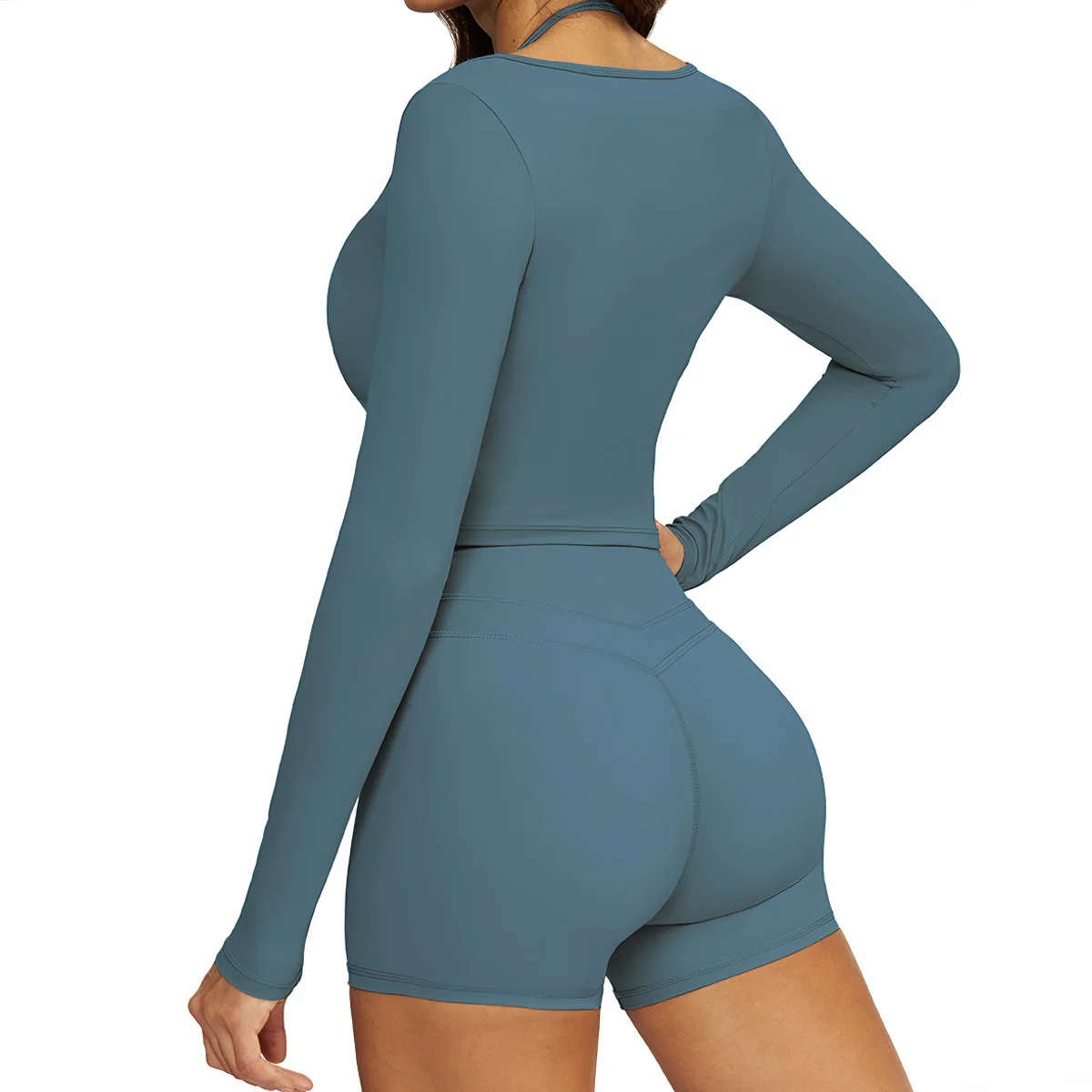 New 2 Piece Yoga Clothes Women's Tracksuit Athletic Cross Back Long sleeves Yoga Top Women Sports Bra Leggings Pilates Fitness