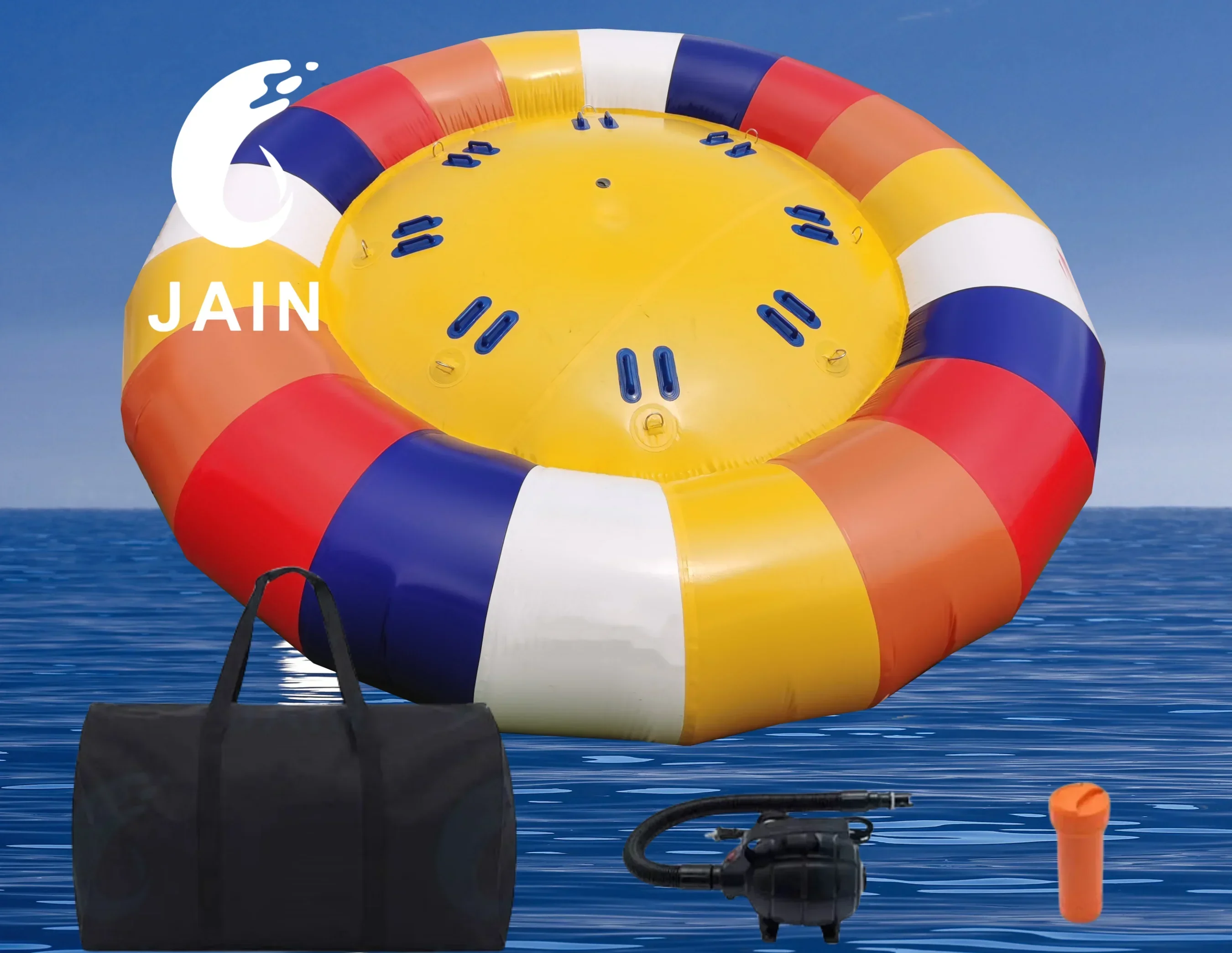 For Inflatable Disco Boat Inflatable UFO Boat Inflatable 0.9mm PVC Towable River Disco  with Pump（8 Seats, 3.5 Meters)