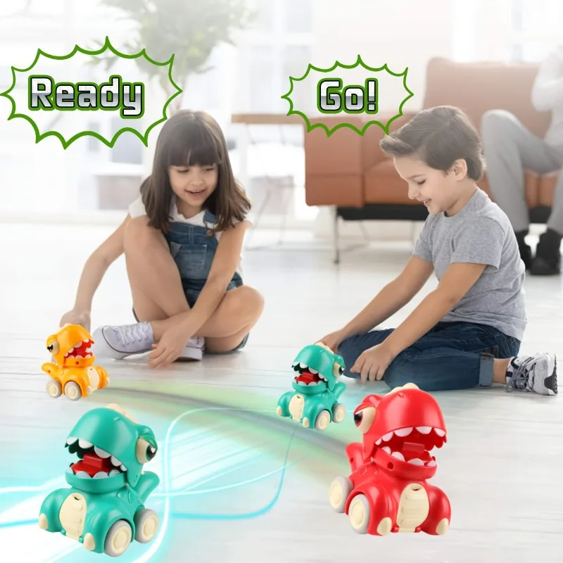 Cartoon Dinosauro Inerzia Pullback Auto Animale Fischio Giocattolo Auto Limitatore di Pressione Veicolo Scivolo Gioco Interattivo Giocattolo di Azione per I Bambini