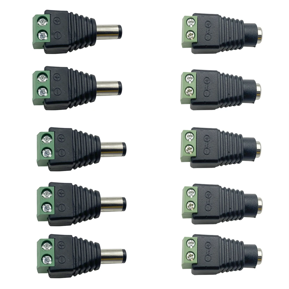 5Pair 5.5x 2.1mm 5.5x 2.5mm 3.5x 1.35mm Male Female DC Power Plug Adapter For CCTV Camera Plug Jack Connect