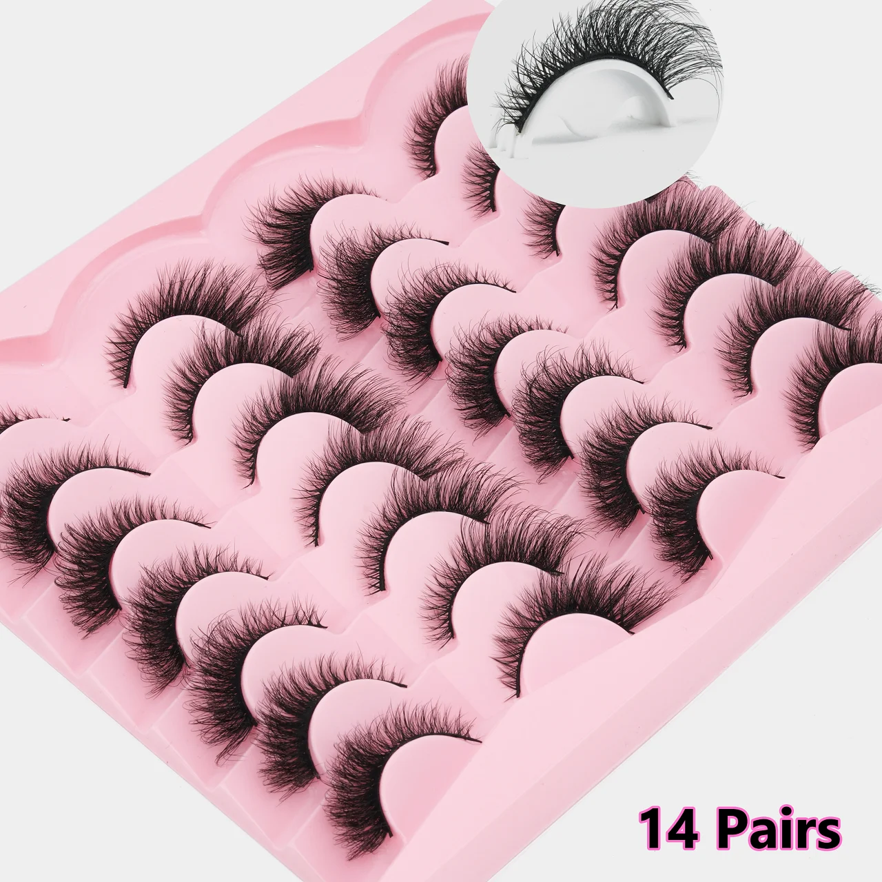 14 Pairs Fluffy Wispy False Eyelashes 3D Faux Mink Strip Lashes Dramatic Voluminous Soft Reusable Eye Makeup Lashes