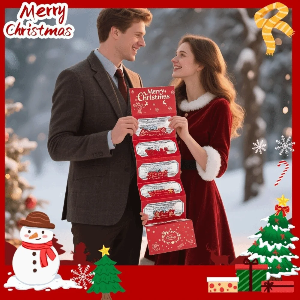 2 Set Santa Claus Christmas Money Card Envelope Red Lucky Folding Banknote Card 6 Card Positions Elk Merry Christmas Decorations