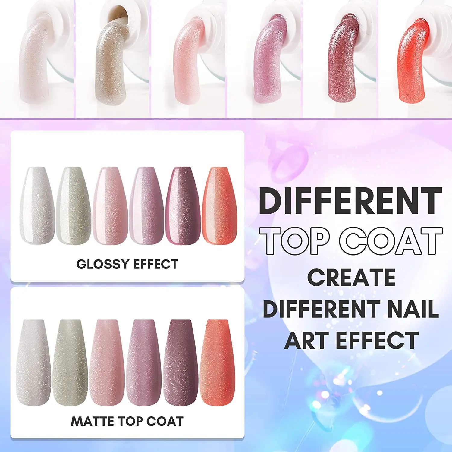 Makartt Glitter Poly ชุดต่อเล็บ, 12 สีเล็บ Nude สีเทาสีฟ้าเจลพร้อมฐาน Top Coat แปรงเล็บเล็บ