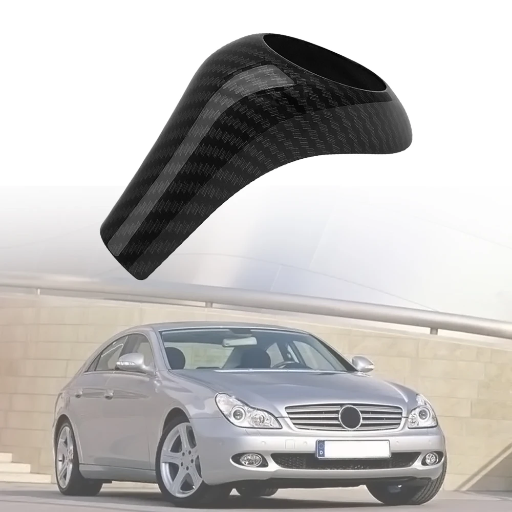 Car Gear Shift Knob Cover Interior Trim For Mercedes-Benz W204 C Class ABS Carbon Fiber Grain Car Lever Gear Shift Knob Collar