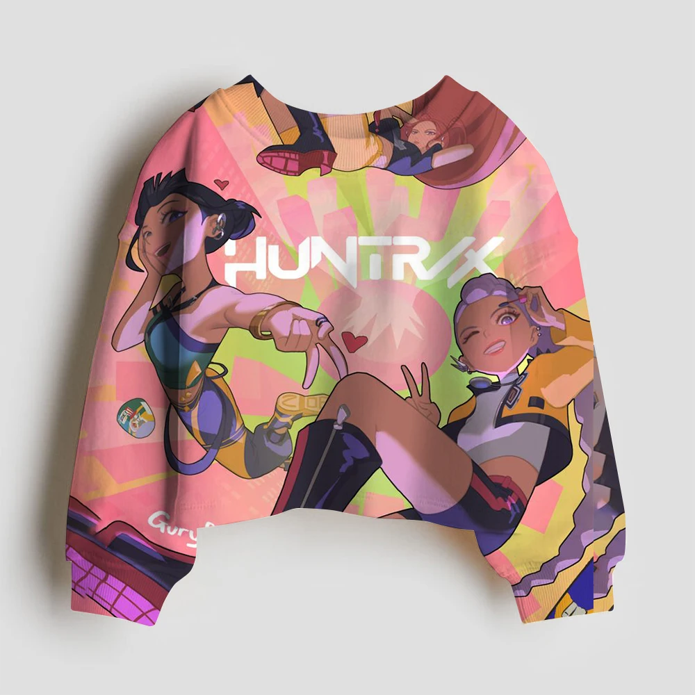 KPop شيطان الصيادين البلوز Huntrix أنيمي الكرتون ربيع الخريف الملابس التعادل صبغ تنوعا طويلة الأكمام الفتيات الاتجاه الترفيه القمم