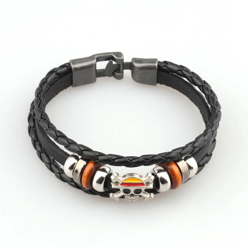 قطعة واحدة أنيمي سوار الرسوم المتحركة الأجهزة الطرفية اللعب لوفي الأوروبية الأمريكية خمر الجلود الكرتون سوار صديق هدية عيد