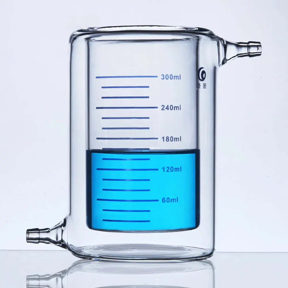 50 100 150 200 250 300 500 1000ml Jacketed Glass Beaker Double Layer For Photocatalytic Experiment