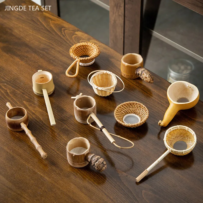 Hand-woven Bamboo Tea Strainer Retro Creative Tea Filter Tool Tea Ceremony Supplies Household Custom Tea Set Accessories