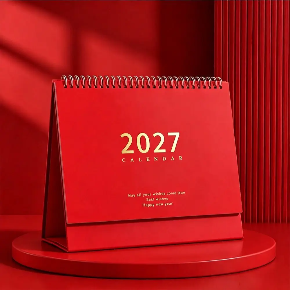 Portable 2027 Desktop Desk Calendar Foldable Morandi Color Standing Table Calendar Decorative Display Academic Planner